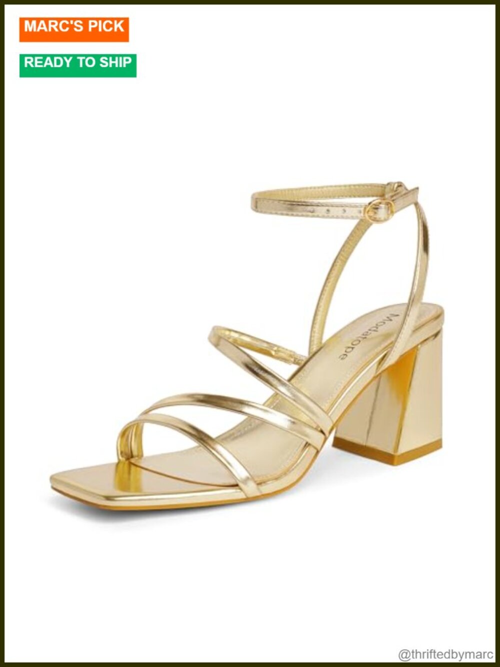 Chunky Strappy Square Toe Heeled Sandals Ankle Strap Prom Heels